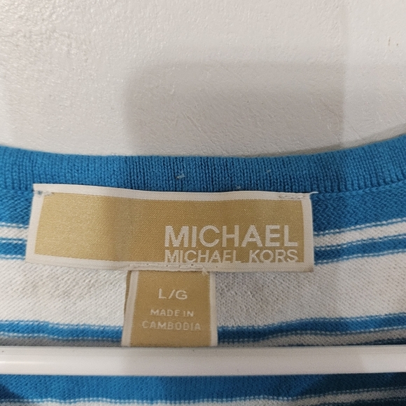 Micheal Michael Kors Blue and White Striped Sleeveless Top! - Picture 2 of 6